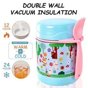 Insulated Lunch Boxes, Insulated lunch box for kids, Double Wall Vacuum Insulation & Exquisite 3D Pattern Design, For School Or Office, Christmas Gift (BWB-4K: Cyan-Forest World)
