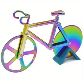 Fun-Shaped Pizza & Cookie Cutter – Bicycle-Themed Stainless Steel Tool for Kids & Adults (Color: Rose Golden)